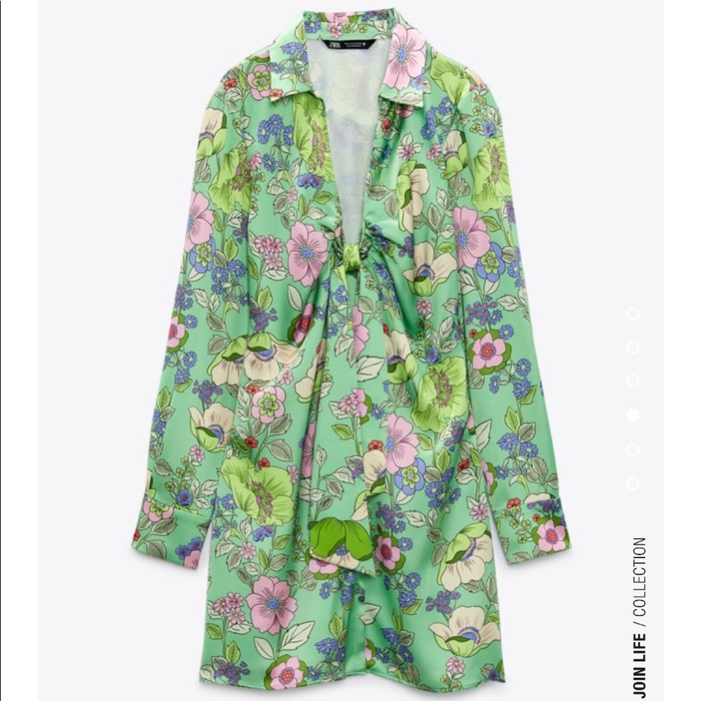 New Zara green satin floral dress summer host pick!! 💕🛍️